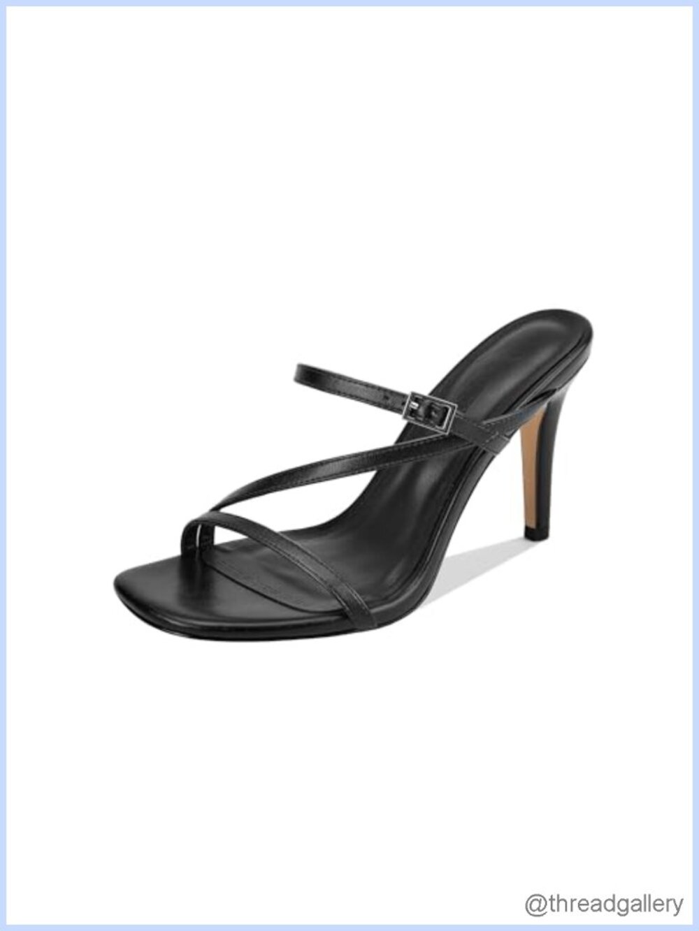 Women's Strappy Square Open Toe Stiletto Sandals Faux Leather